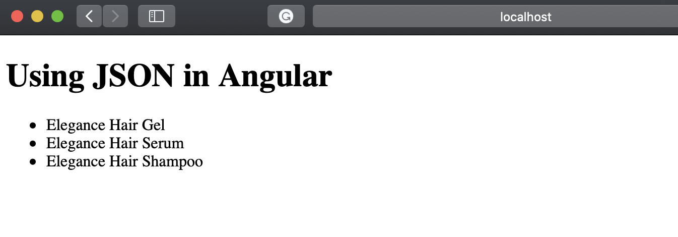 Angular app with a JSON example
