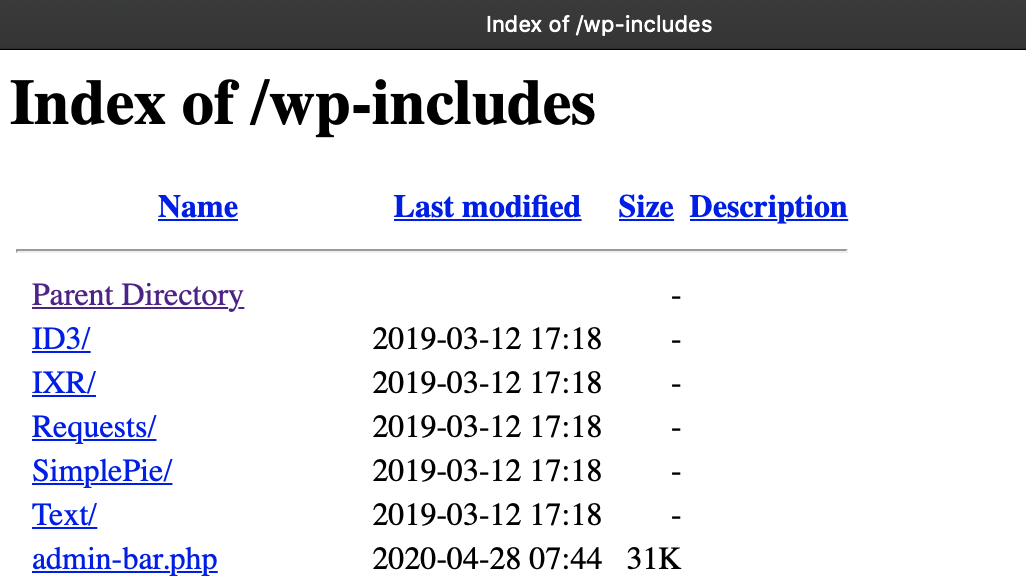 Wordpress directory listing example
